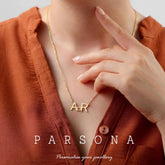 Golden Customize Big 2 Alphabets With heart Necklace